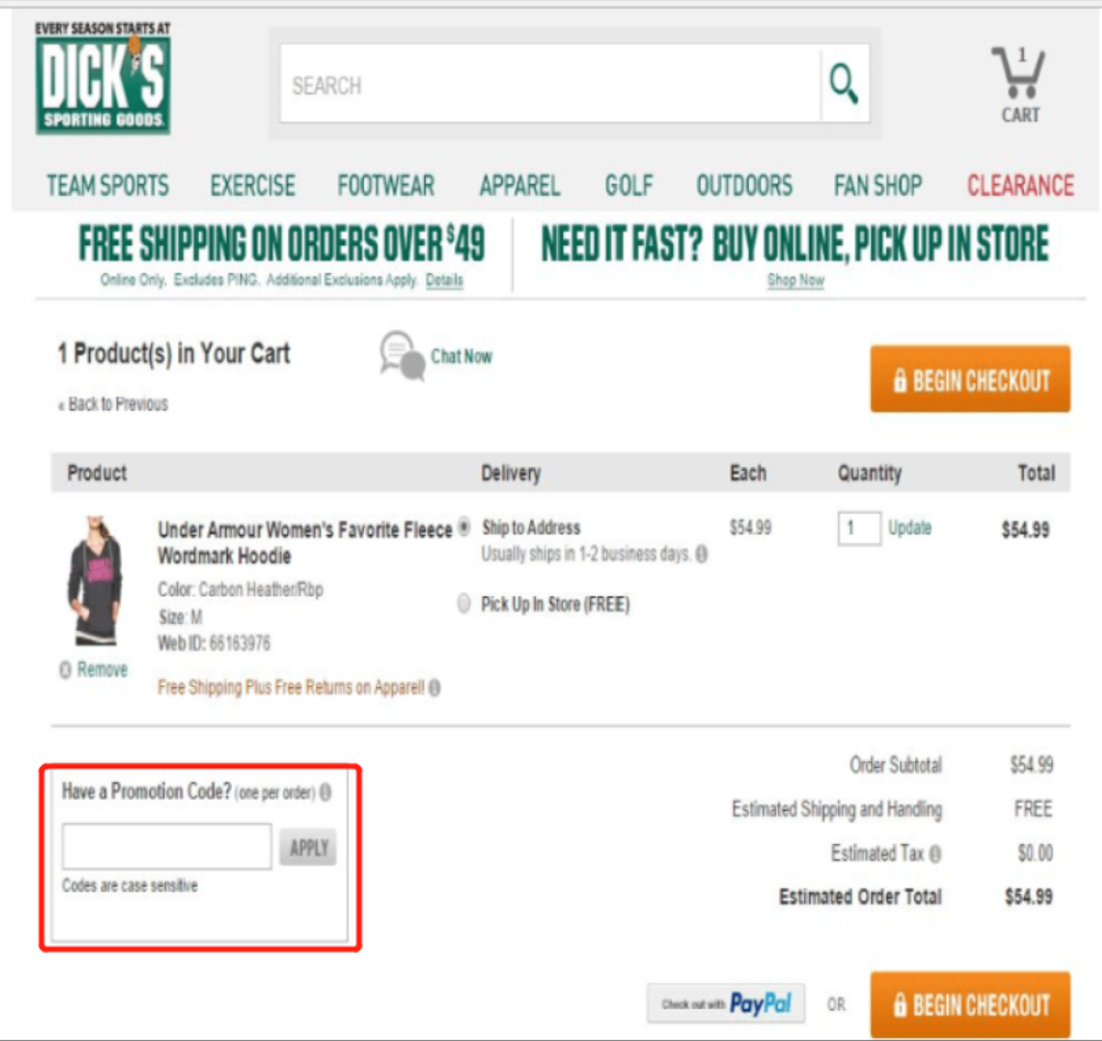 Apply Coupon for Dick's Sporting Goods