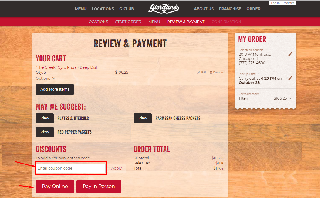 Giordano's Coupons